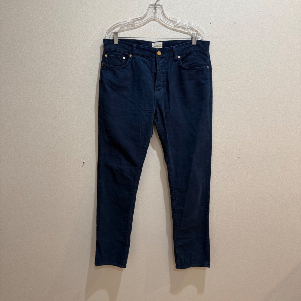 Sid Mashburn Mens Navy Blue Corduroy 5-Pocket Pants Size 36 x 32 Slim Straight